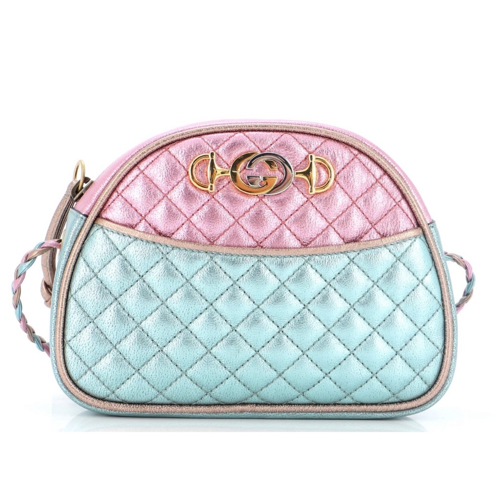 Gucci Women's Quilted Laminated Calf Skin Multi Color Mini Crossbody Purse